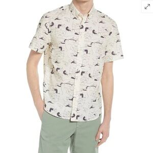 Billy Reid Murphy Pencil Pad Print Short Sleeve Button-Up Shirt